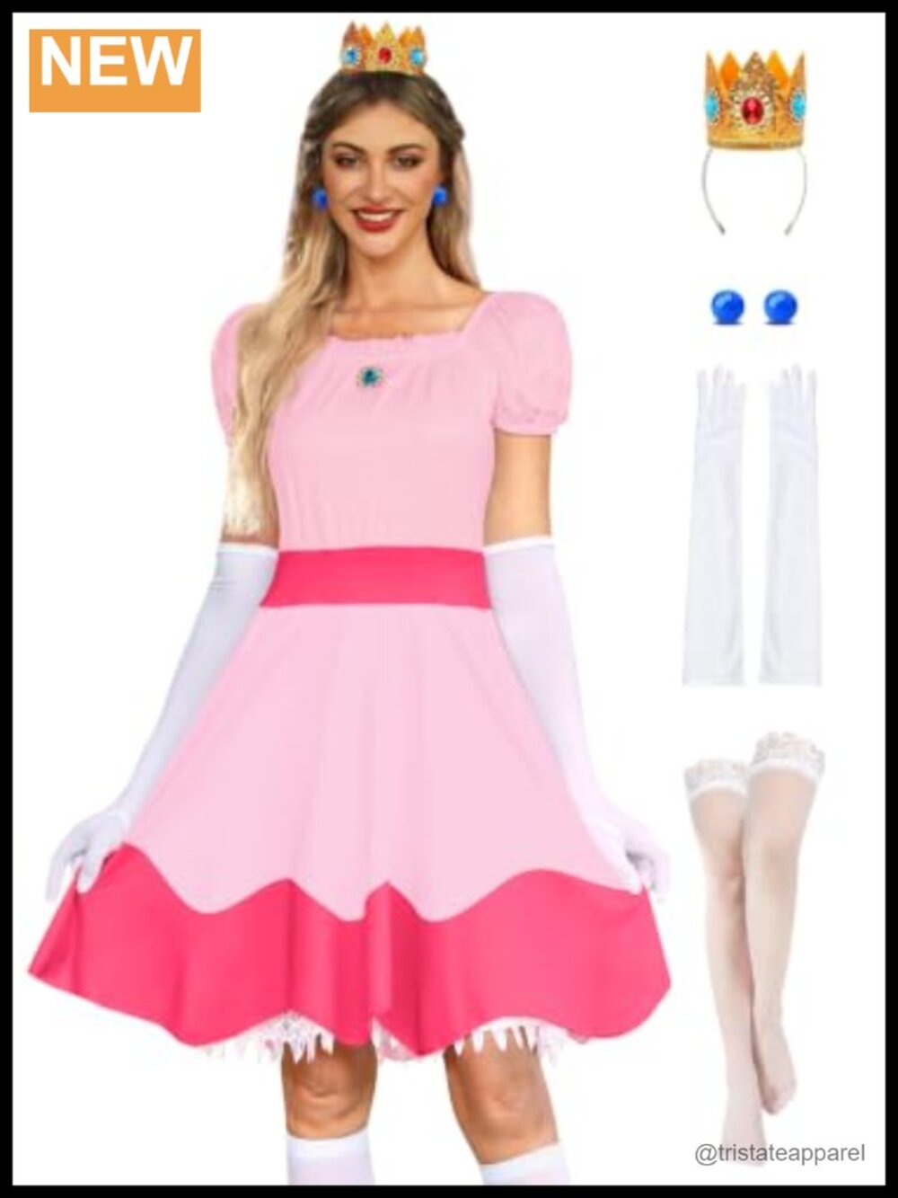 Princess Cosplay Costume Set Dress Gloves Crown Earrings